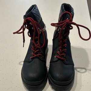 Juicy Couture Black Boots with Red Laces